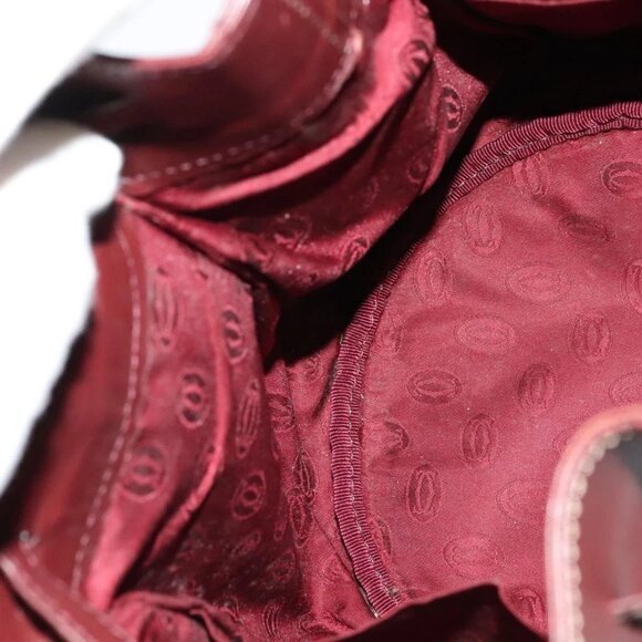 CARTIER Must Line Shoulder Bag Leather Bordeaux Gold Auth 133861 - Picture 11 of 16